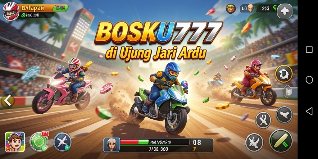 Gameplay mendebarkan dengan mobil melaju di trek balap.