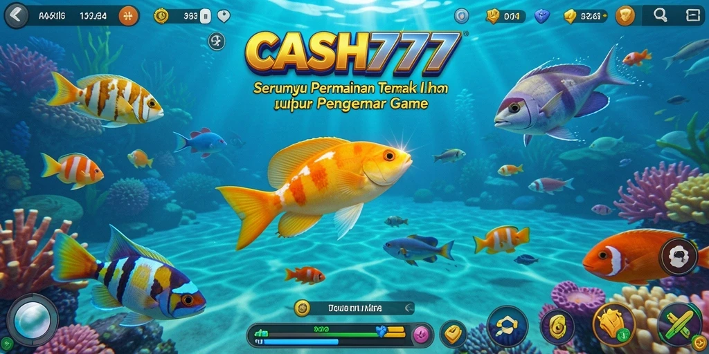 Tampilan gameplay seru dari CASH777 dengan ikan berwarna-warni.