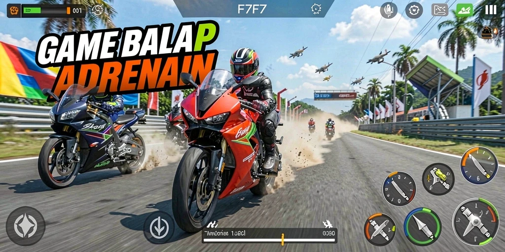 Screenshot yang menampilkan balapan seru dalam game F7F7.
