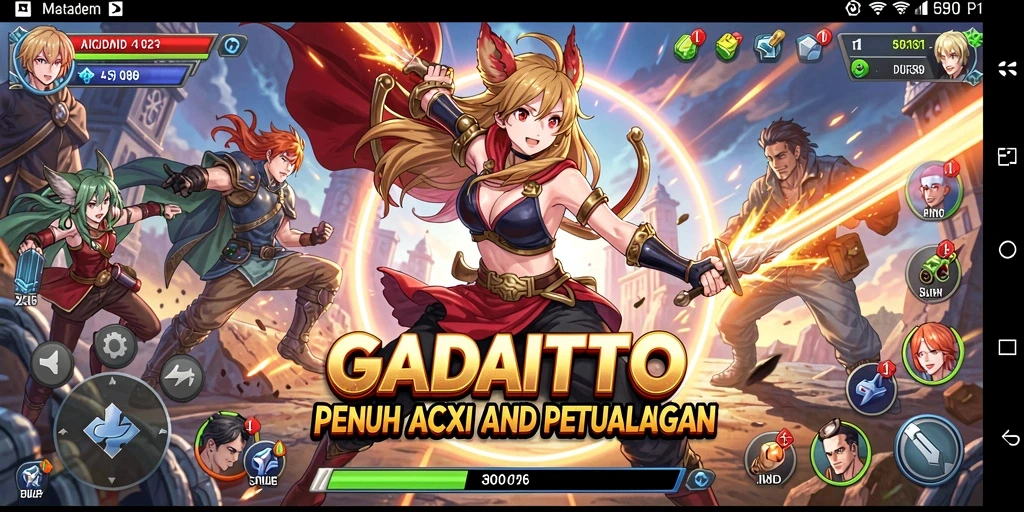 Tangkapan layar gameplay GADAITOTO menampilkan aksi karakter Anime.