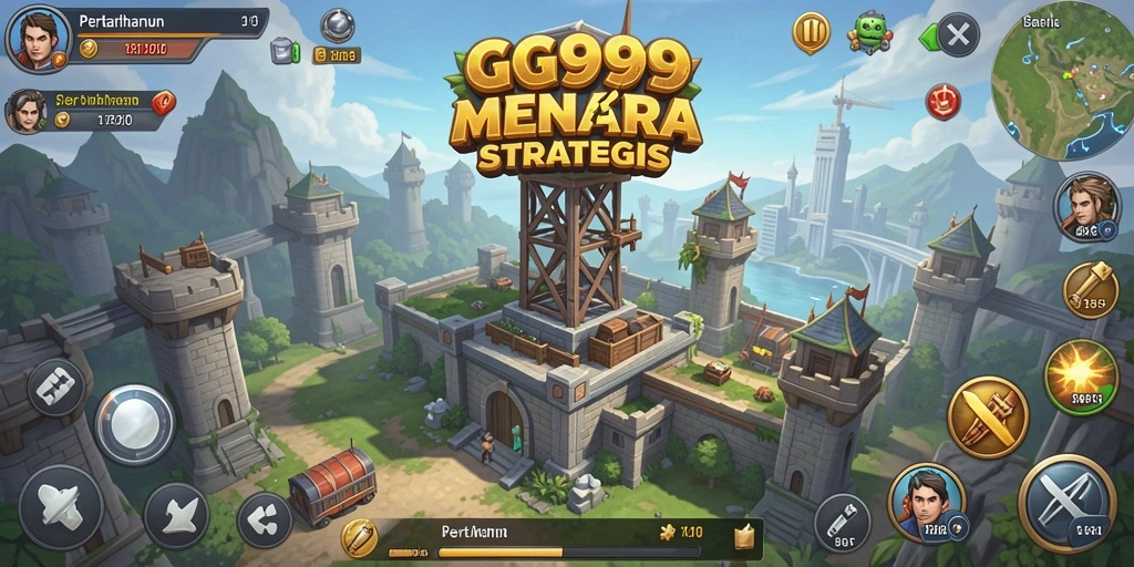 Tampilan gameplay mendebarkan dalam GG999 dengan berbagai menara unik.