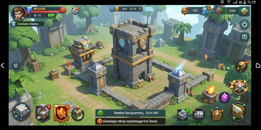Screenshot utama MEGAIDR menampilkan aksi seru Tower Defense.