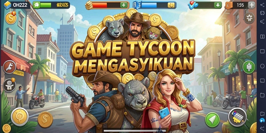 Tampilan gameplay OH222 yang seru dengan elemen Tycoon.